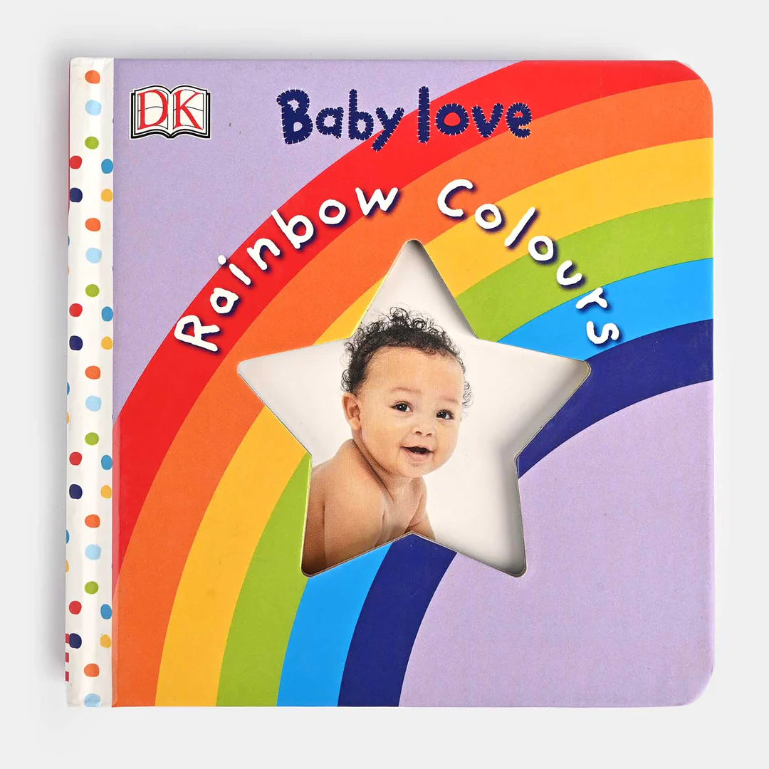 Cover of Baby Love Rainbow Colors by DK, featuring a colorful rainbow design.