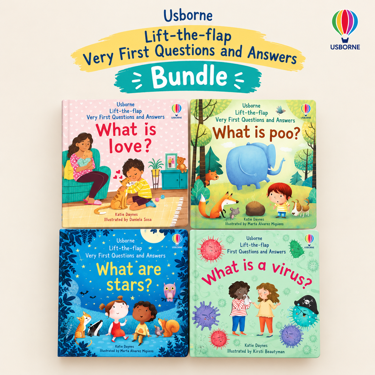 Usborne Very First Questions & Answers โ Lift-the-Flap 4-Book Bundle