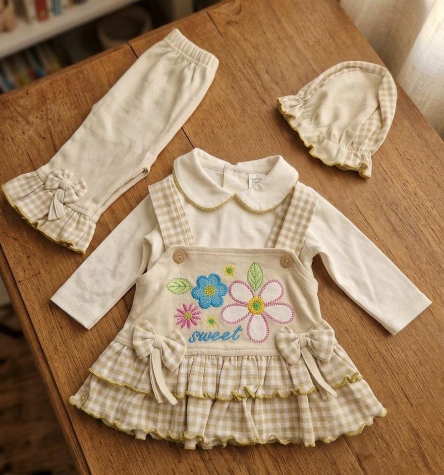 Sweet Floral 3-Piece Baby Set – Size 0 (0-3 Months)
