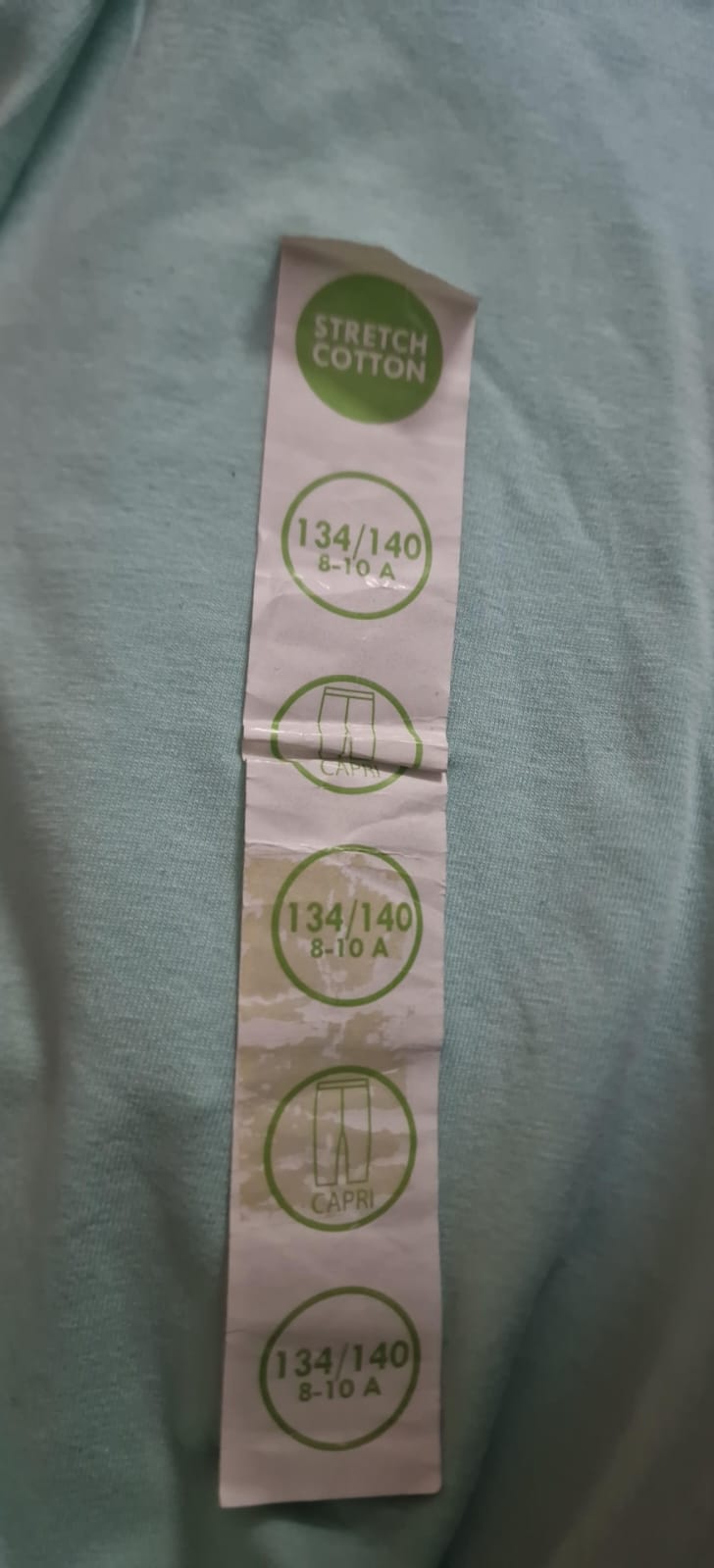 Girls' Mint Green Stretch Cotton Capri Leggings