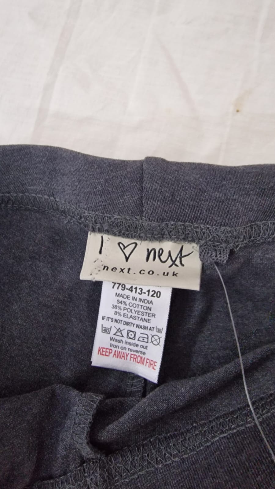 NEXT Girls' Charcoal Grey Stretch Cotton Leggings