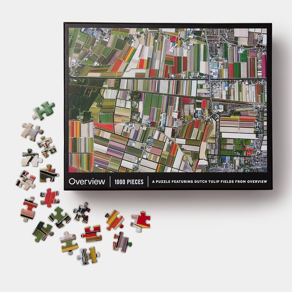 Overview Puzzle: A 1000-Piece Jigsaw Featuring Dutch Tulip Fields from Overview: Jigsaw Puzzles for Adults