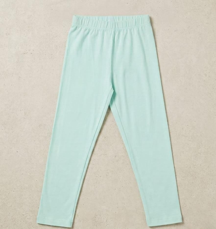 Girls' Mint Green Stretch Cotton Capri Leggings