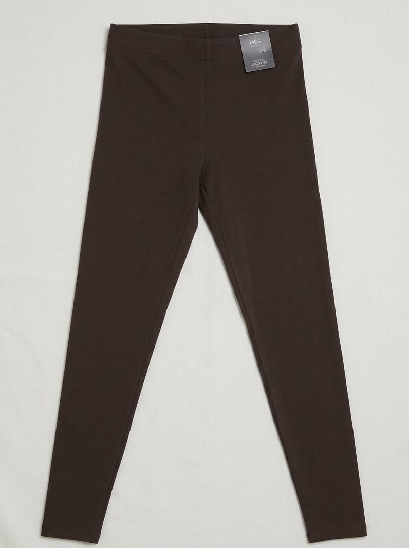 M&S Collection High Rise StayNew™ Leggings – Dark Brown (Short Length)