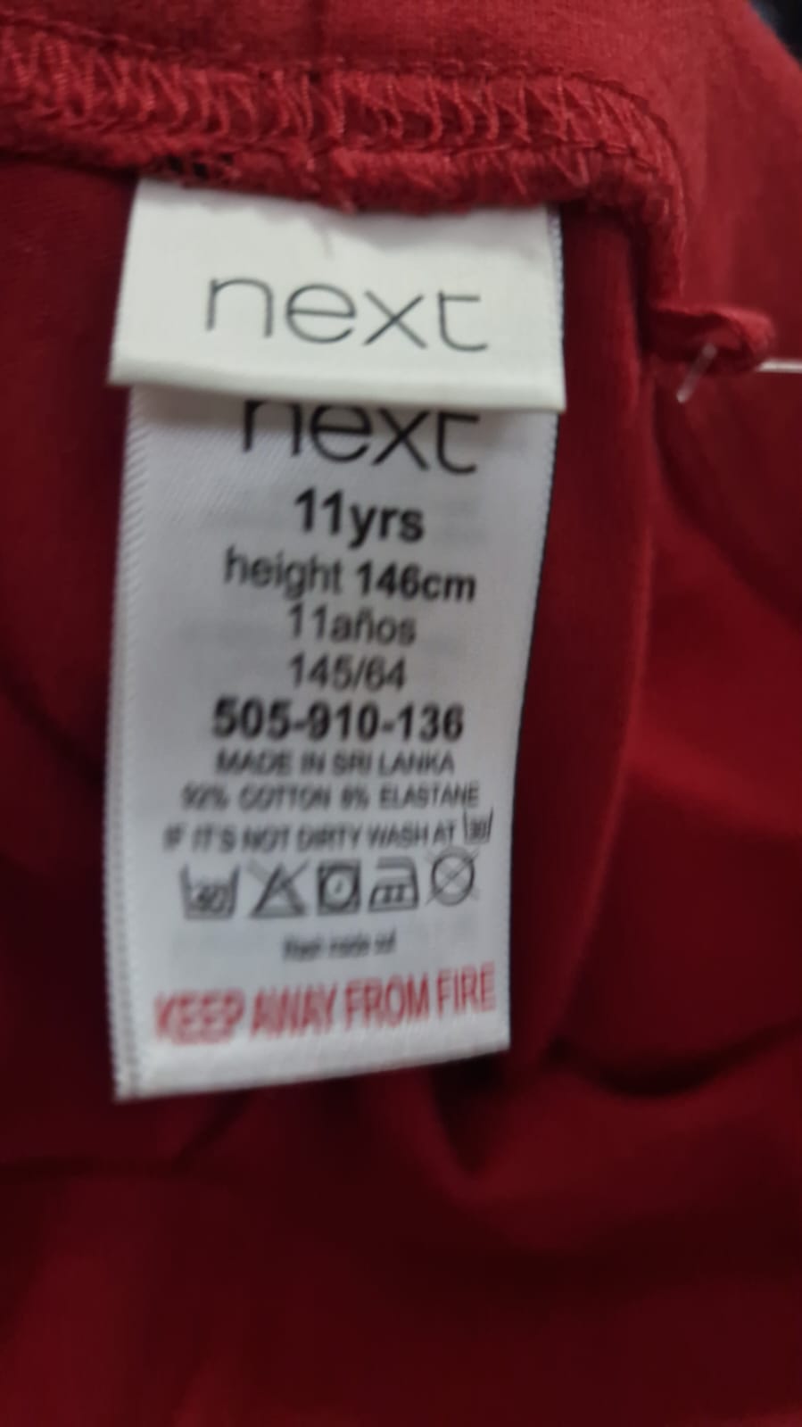 Next Girls' Bright Red Stretch Cotton Leggings