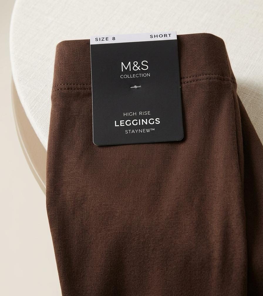 M&S Collection High Rise StayNew™ Leggings – Dark Brown (Short Length)
