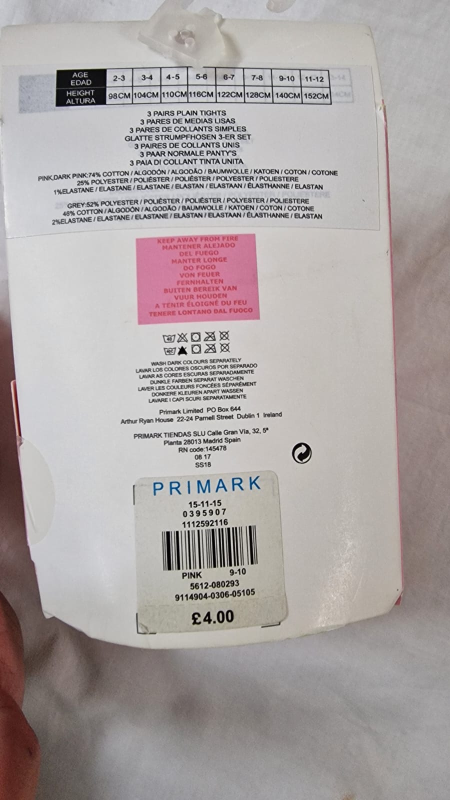 Primark Girls’ Cotton-Rich Plain Tights – 3 Pack